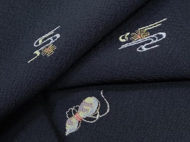 平和屋着物●上質な小紋 総刺繍 瓢箪流水舞花文 金糸 正絹 逸品 CABI2196yc