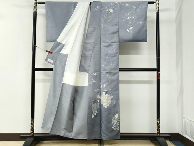 平和屋着物●訪問着 紬地 友禅 作家物 童子遊び やまと誂製 正絹 逸品 CABI2200yc