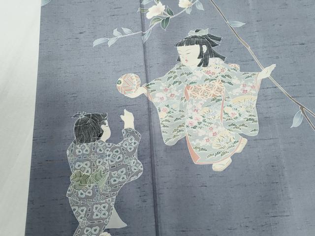 平和屋着物●訪問着 紬地 友禅 作家物 童子遊び やまと誂製 正絹 逸品 CABI2200yc