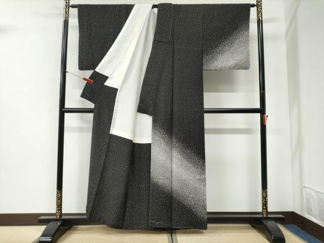平和屋着物●訪問着 霰文 黒地 正絹 逸品 未使用 CABI2201yc