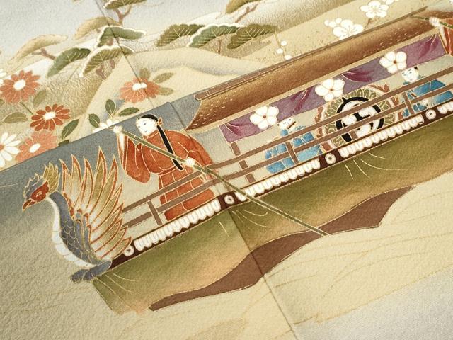 平和屋着物●訪問着 作家物 渡り橋人物風景文 暈し染め 金彩 正絹 逸品 CABI2205yc