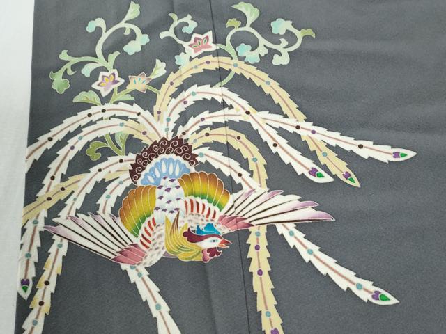 平和屋着物●本加賀友禅作家 法邑利博 訪問着 鳳凰桐花唐草文 暈し染め ロング丈 正絹 逸品 CABI2207yc