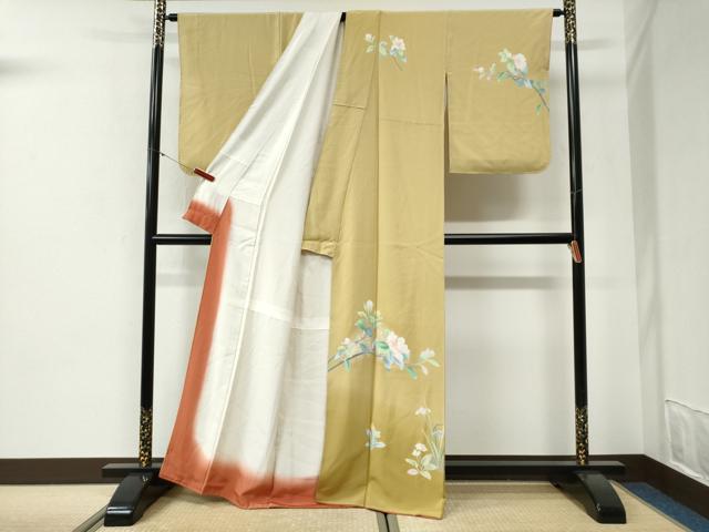 平和屋着物●十日町友禅 女流作家 遠田藤舟 訪問着 枝花文 暈し染め 金彩 正絹 逸品 CABI2210yc