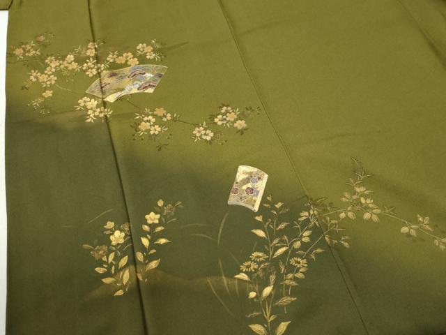 平和屋着物●訪問着 地紙冊子草花文 暈し染め 金彩 やまと誂製 正絹 逸品 CABI2214yc