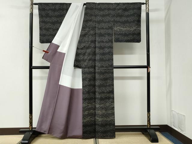 平和屋着物●二代目 川村久太郎 訪問着 本場縞大島紬 樹林風景文 正絹 逸品 未使用 CABI2225yc