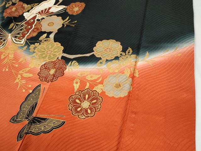 平和屋着物●豪華振袖 花蝶文 暈し染め 金彩 正絹 逸品 CABI2229yc