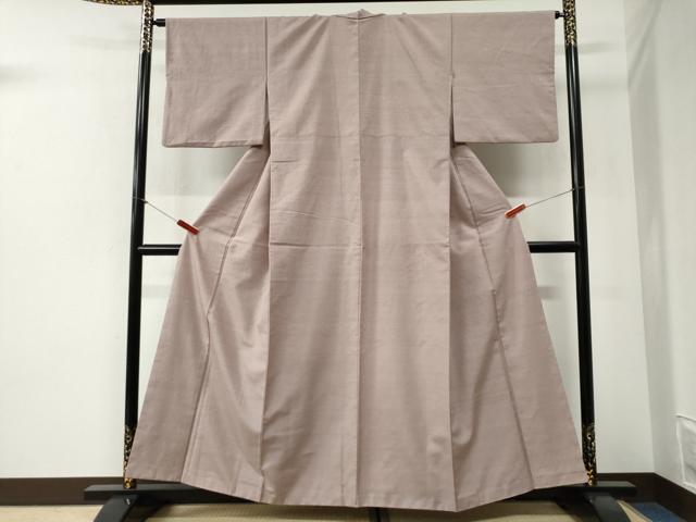平和屋着物●結城紬 色無地 紅藤色 正絹 逸品 CABI2230yc