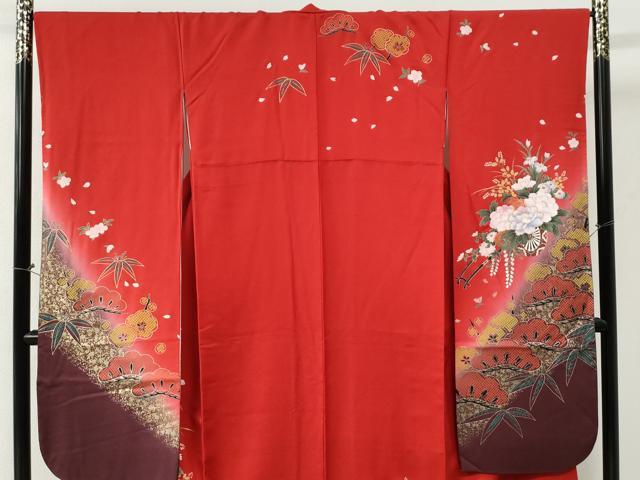 平和屋着物●豪華振袖・長襦袢セット 松竹梅花車文 暈し染め 金彩 鈴乃屋扱い 正絹 逸品 CABI2235yc