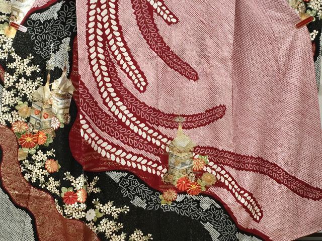 平和屋着物●豪華振袖 総絞り 駒刺繍 鉾草花文 金銀彩 鈴乃屋扱い 正絹 逸品 CABI2236yc