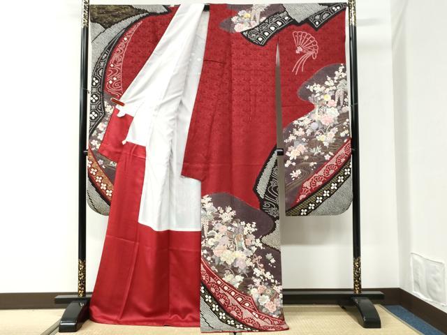 平和屋着物●豪華振袖 駒刺繍 絞り 鬘帯御所車毬草花文 金彩 正絹 逸品 CABI2238yc