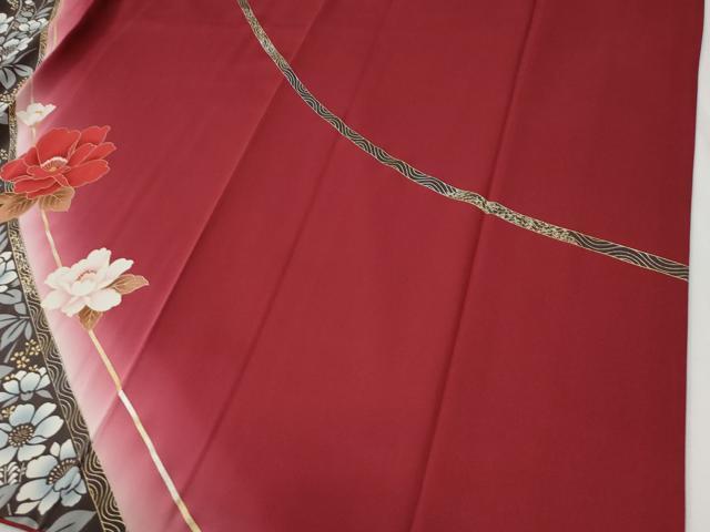 平和屋着物●豪華振袖 総刺繍 牡丹草花文 暈し染め 金彩 正絹 逸品 CABI2240yc