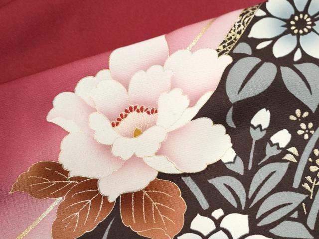 平和屋着物●豪華振袖 総刺繍 牡丹草花文 暈し染め 金彩 正絹 逸品 CABI2240yc