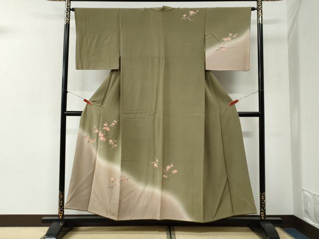 平和屋着物●訪問着 刺繍 枝花文 暈し染め 正絹 逸品 CABI2242yc