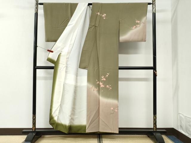 平和屋着物●訪問着 刺繍 枝花文 暈し染め 正絹 逸品 CABI2242yc