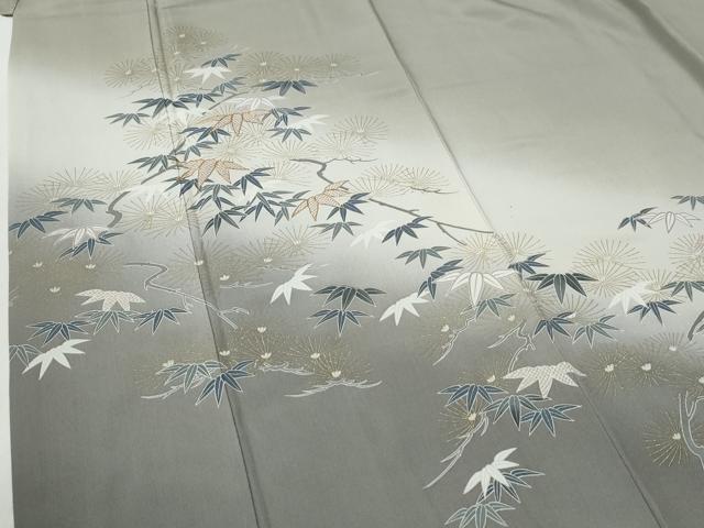 平和屋着物●訪問着 駒刺繍 笹松葉文 暈し染め 金彩 正絹 逸品 CABI2243yc