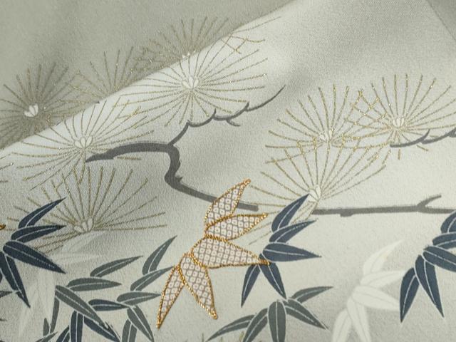 平和屋着物●訪問着 駒刺繍 笹松葉文 暈し染め 金彩 正絹 逸品 CABI2243yc