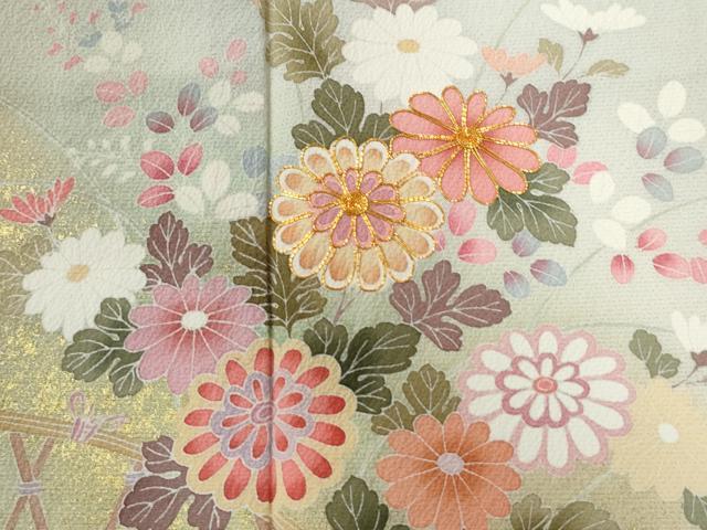 平和屋着物●訪問着 駒刺繍 籬草花文 暈し染め 金彩 正絹 逸品 CABI2244yc