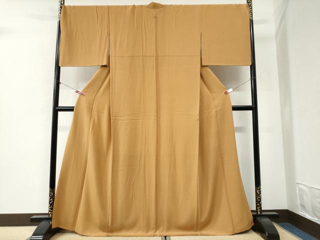 平和屋着物●上質な色無地 小麦色 正絹 逸品 CABI2251yc