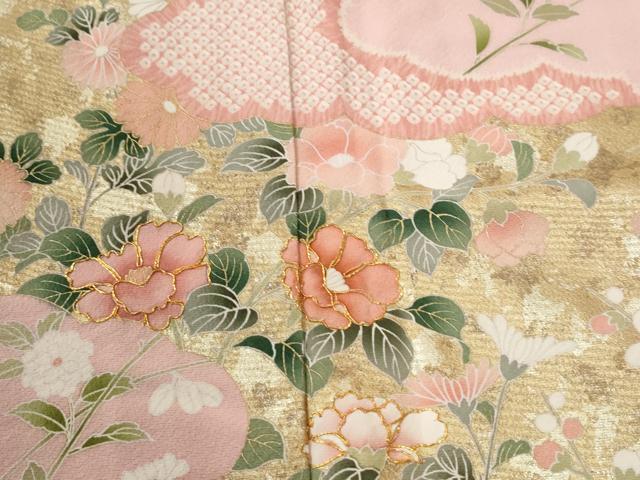 平和屋着物●訪問着 駒刺繍 雲取り枝花文 暈し染め 金彩 正絹 逸品 CABI2254yc