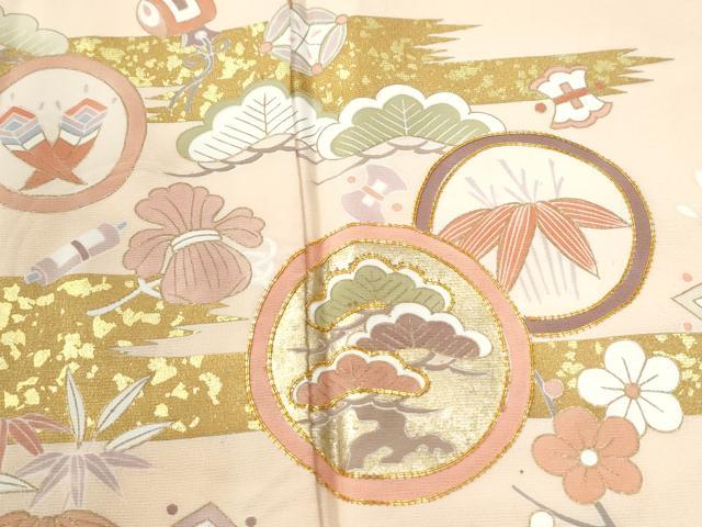 平和屋着物●訪問着 作家物 駒刺繍 霞松竹梅宝尽くし花蝶文 金彩 正絹 逸品 CABI2255yc