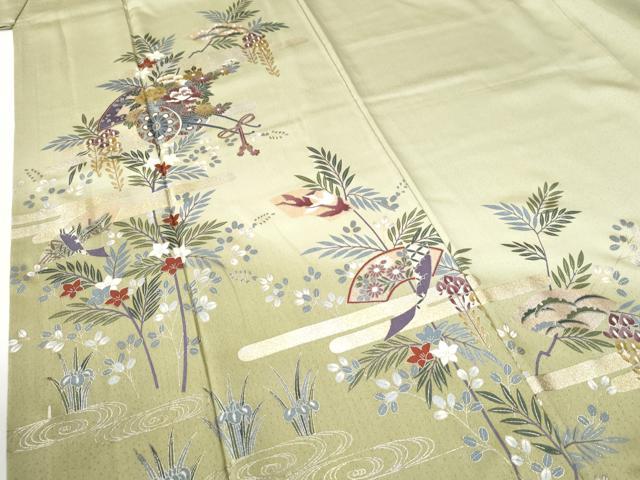 平和屋着物●訪問着 エ霞地紙花車文 暈し染め 金彩 正絹 逸品 CABI2256yc