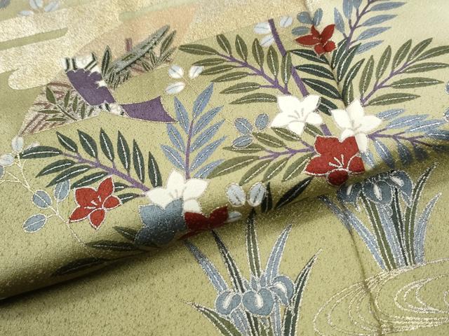 平和屋着物●訪問着 エ霞地紙花車文 暈し染め 金彩 正絹 逸品 CABI2256yc