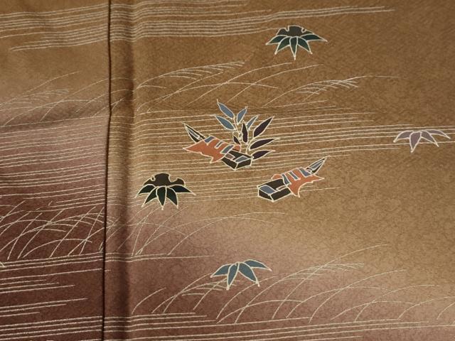 平和屋着物●訪問着 舟笹文 暈し染め 金彩 正絹 逸品 CABI2265yc