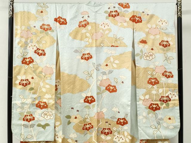 平和屋着物●銀座きしや 振袖 駒刺繍 雲取り枝花文 金彩 正絹 逸品 CABI2268yc
