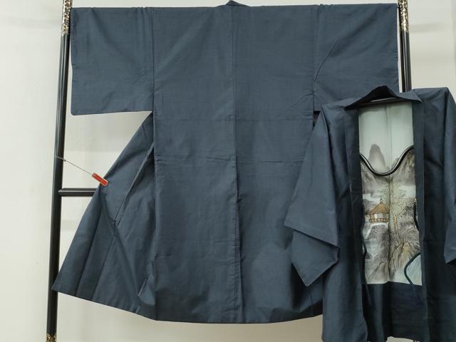 平和屋着物▼男性 本場大島紬 アンサンブル 格子 正絹 逸品 CABI2279yc