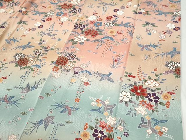 平和屋着物●訪問着 鳳凰花松文 暈し染め 金彩 正絹 逸品 未使用 CABI2282yc