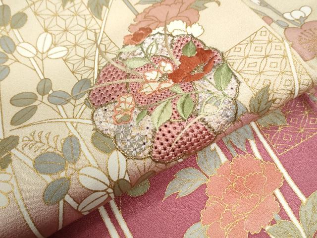 平和屋着物●中国三大刺繍 スワトウ刺繍 訪問着 熨斗草花文 暈し染め 金彩 やまと誂製 正絹 逸品 CABI2286yc