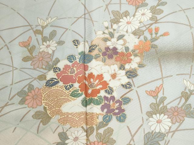平和屋着物●訪問着 雪輪草花文 金彩 正絹 逸品 CABI2293yc