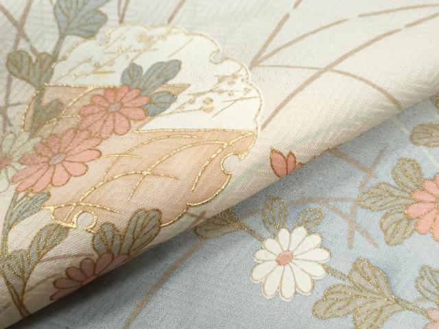 平和屋着物●訪問着 雪輪草花文 金彩 正絹 逸品 CABI2293yc