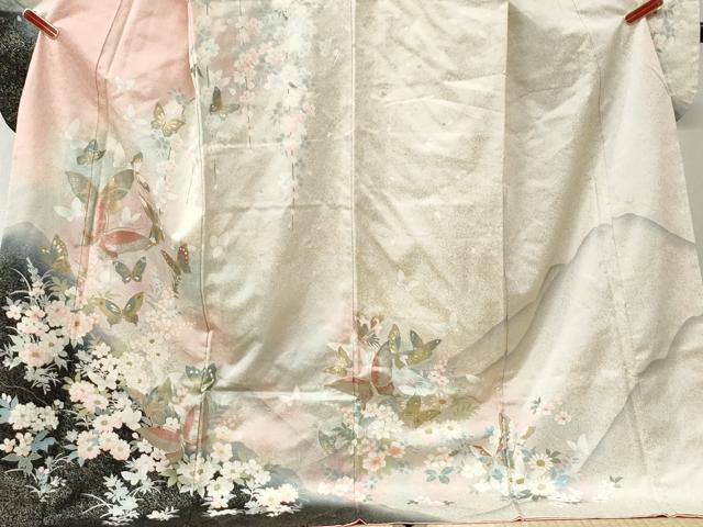 平和屋着物●豪華振袖 花蝶文 暈し染め 金銀彩 正絹 逸品 CABI2294yc