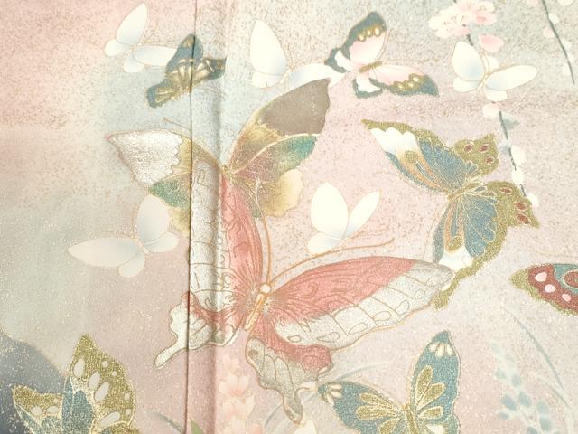 平和屋着物●豪華振袖 花蝶文 暈し染め 金銀彩 正絹 逸品 CABI2294yc