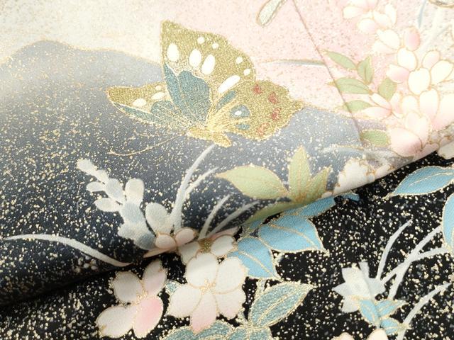 平和屋着物●豪華振袖 花蝶文 暈し染め 金銀彩 正絹 逸品 CABI2294yc