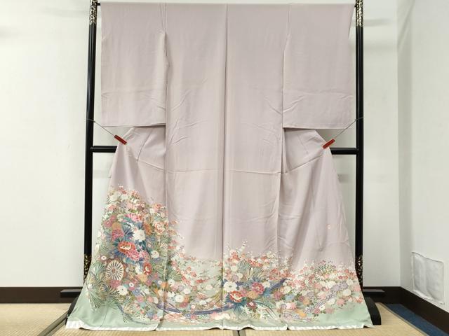 平和屋着物●色留訪問着 友禅 作家物 鬘帯牡丹花文 暈し染め 仮絵羽 正絹 逸品 未使用 CABI2299yc