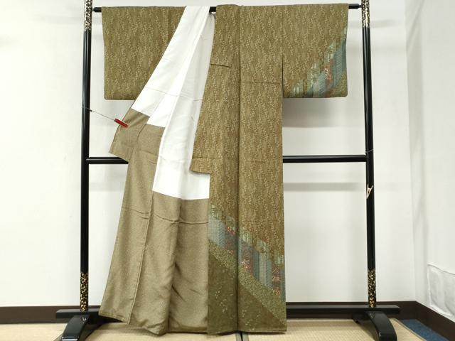 平和屋着物●訪問着 作家物 伊勢型紙 一尾欣樹彫り 草花文 正絹 逸品 CABI2302yc