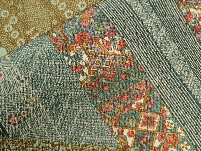 平和屋着物●訪問着 作家物 伊勢型紙 一尾欣樹彫り 草花文 正絹 逸品 CABI2302yc