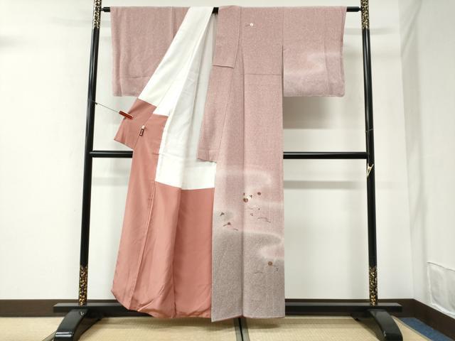平和屋着物●訪問着 総刺繍 竹屋町刺繍 溢れ松葉舞花文 暈し染め 金糸 正絹 逸品 未使用 CABI2306yc