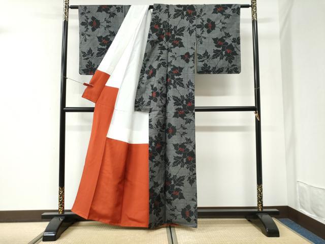 平和屋着物●本場大島紬 7マルキ 枝花文 正絹 逸品 未使用 CABI2307yc