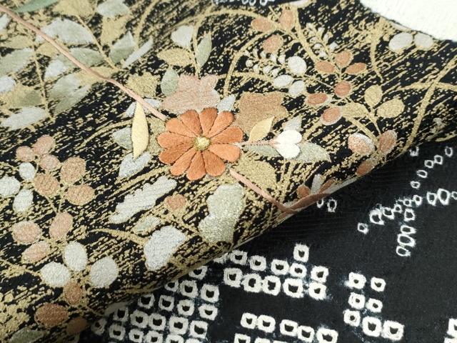 平和屋着物●訪問着 絞り 刺繍 道長吉祥草花文 金彩 正絹 逸品 CABI2308yc