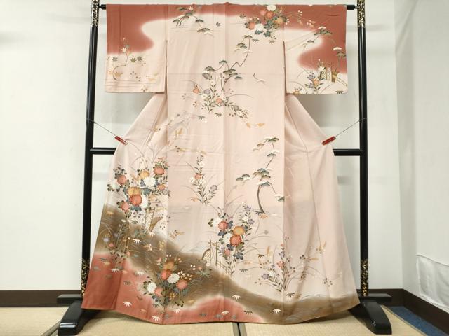 平和屋着物●訪問着 草花文 暈し染め 金彩 正絹 逸品 CABI2311yc