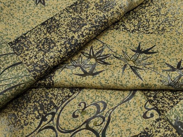 平和屋着物●本場染大島紬 変わり市松流水草花文 正絹 逸品 CABI2314yc
