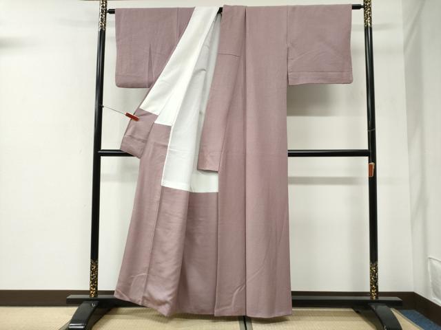 平和屋着物●上質な色無地 紋意匠 梅鼠色 正絹 逸品 CABI2317yc