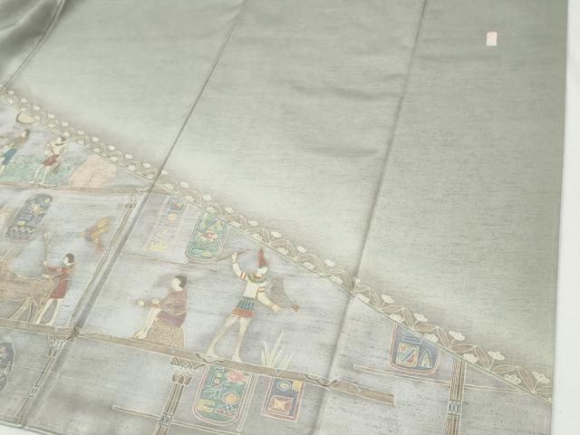 平和屋着物●訪問着 紬地 作家物 エジプト壁画文様 金彩 銀座おゝぎ屋扱い 正絹 逸品 未使用 CABI2327yc