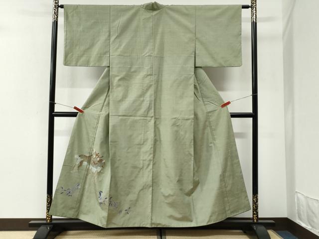 平和屋着物●色留訪問着 紬地 鹿 正絹 逸品 CABI2328yc