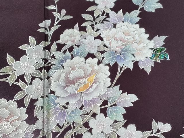 平和屋着物●螺鈿作家 藤本隆士 訪問着 枝牡丹花文 暈し染め 銀彩 やまと誂製 正絹 逸品 CABI2329yc