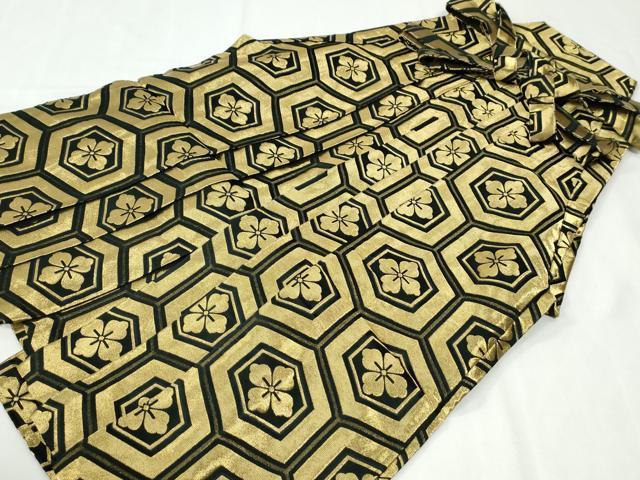 平和屋着物●男性 馬乗り袴 舞台衣装 金襴袴 亀甲花文 黒地 金糸 CABI2333yc