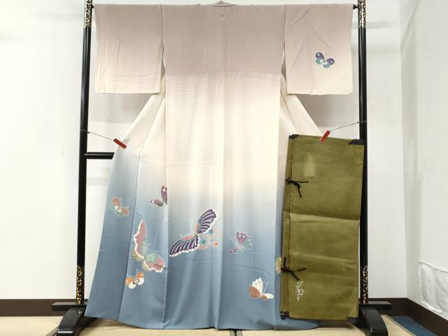 平和屋着物●世界的人形師 辻村寿三郎 ジュサブロー 訪問着 舞蝶文 暈し染め たとう紙付き 正絹 逸品 CABI2334yc